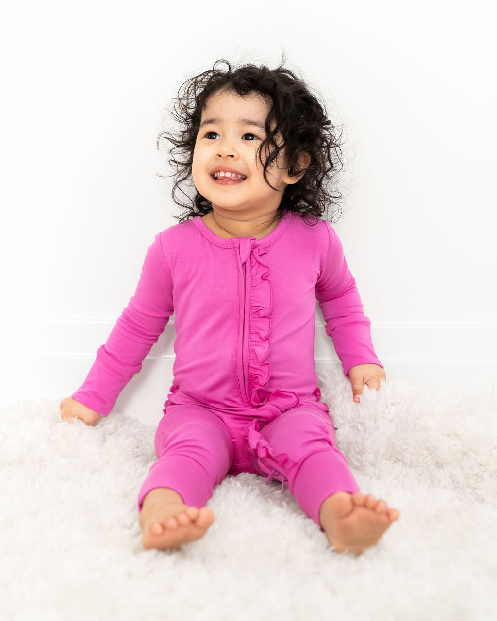 Pink Bamboo Ruffle Convertible Footie Laree + Co.