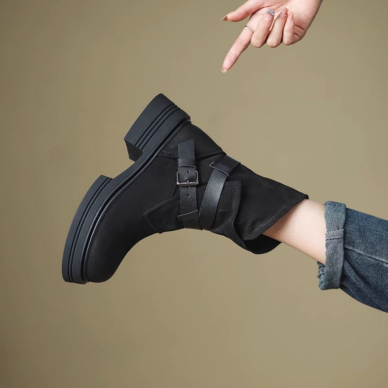 Brown Retro Ankle Boots Women’s Autumn Winter British-Style