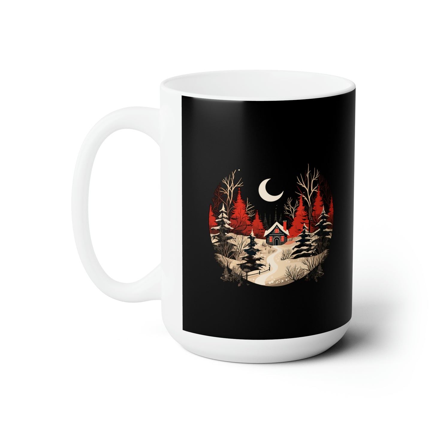 Christmas house with tree design holiday vibes Ceramic Mug15oz