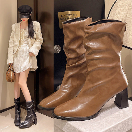 Large Size High Heel Plus-Width Ankle Boots Women’s Autumn/Winter