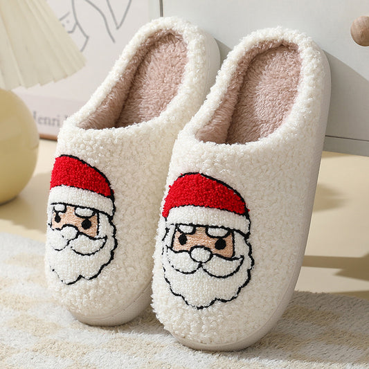 Christmas Cotton Warm Furry Slippers For Women And Men Couples