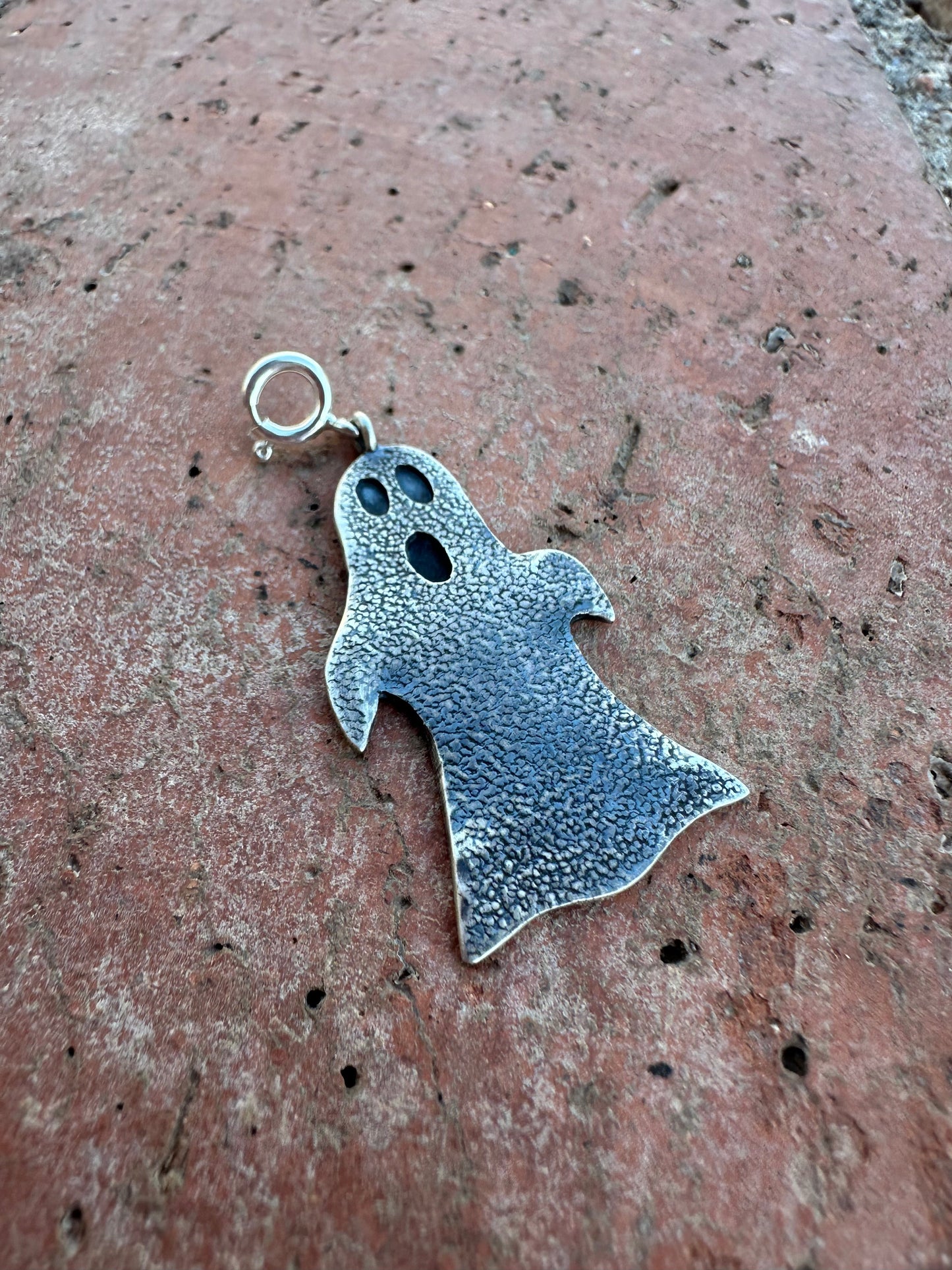 Sterling Silver Ghost Charm Halloween Collection Charm Nizhoni Traders LLC