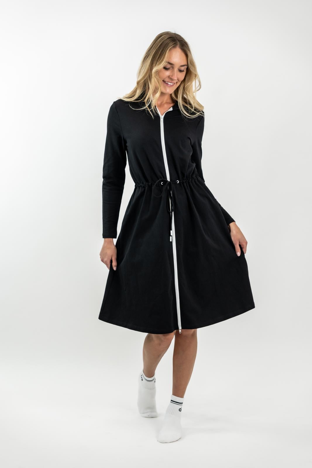 Aruna Lightweight French Terry Shift Dress with Drawcord Waist