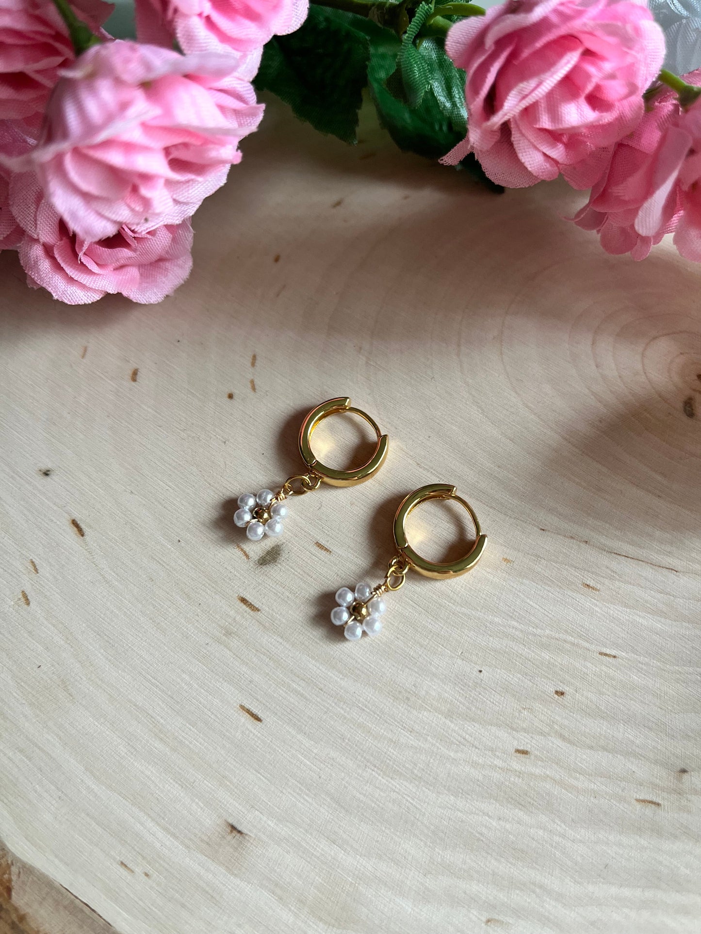 Gold Floral Huggies Dainty Earrings Saved By Christ Design