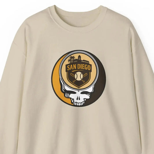 Grateful Dead Stealie Crewneck Sweatshirt Unisex Heavy Blend San Diego Baseball Edition MLB