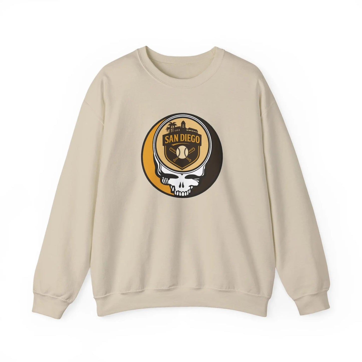 Grateful Dead Stealie Crewneck Sweatshirt Unisex Heavy Blend San Diego Baseball Edition MLB