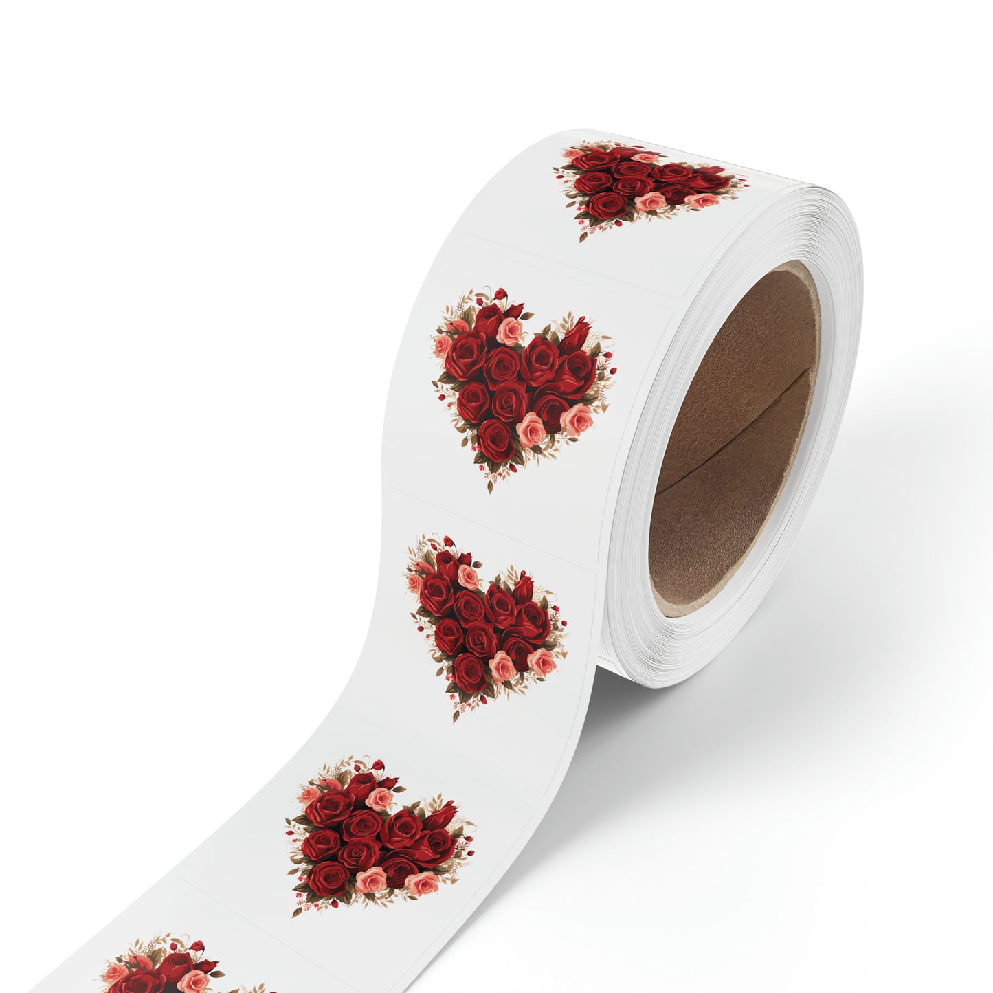 Valentine's day red Roses heart Square Sticker Label Rolls