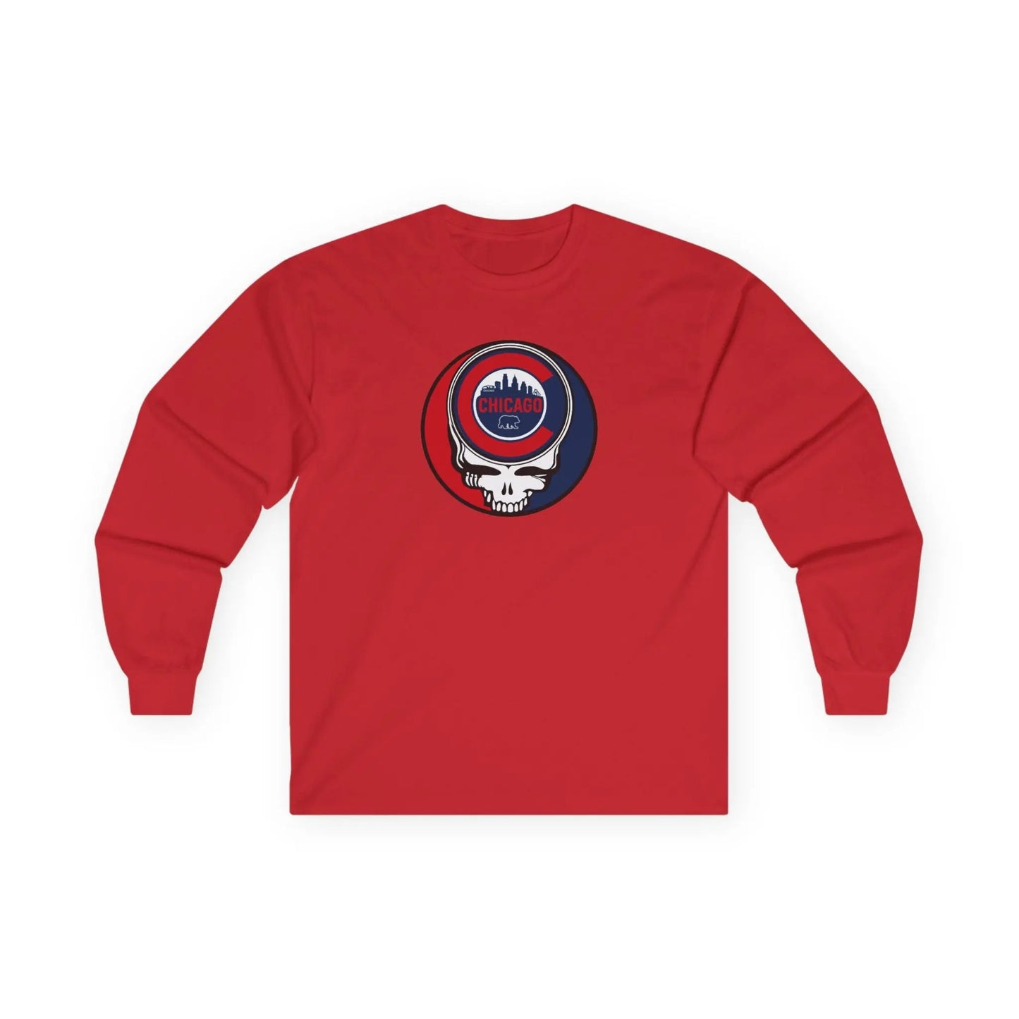 Grateful Dead Eco-Friendly Ultra-Cotton Long Sleeve Tee MLB The Ballpark Collection Chicago Baseball Edition