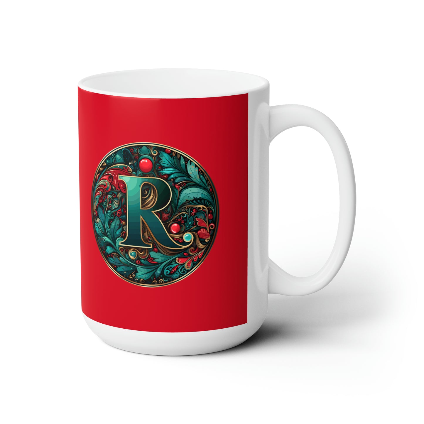 Christmas colorful Alphabet R design red Ceramic Mug 15oz