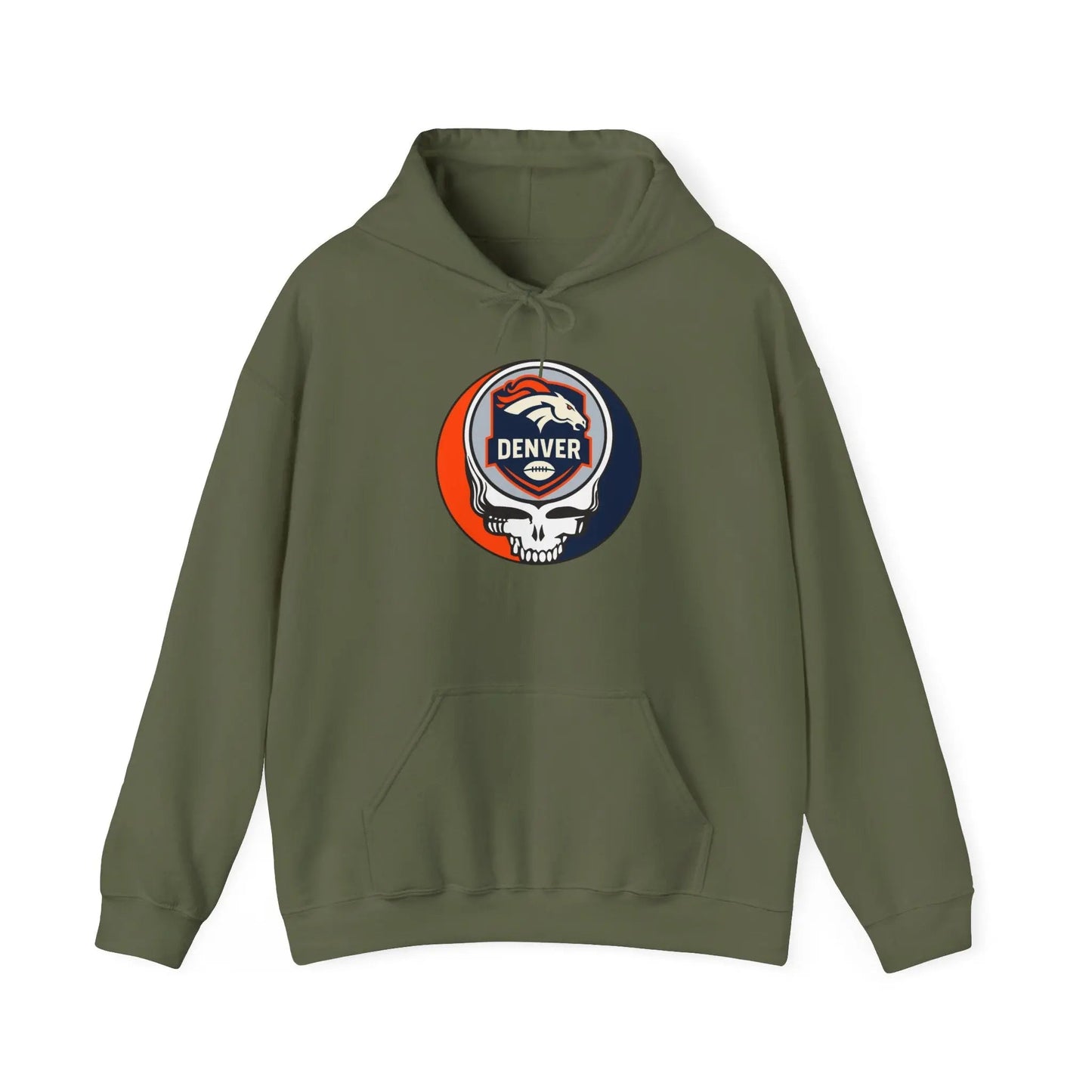 Denver Broncos Stealie Grateful Dead Hooded Sweatshirt Medium-Heavy Fabric NFL