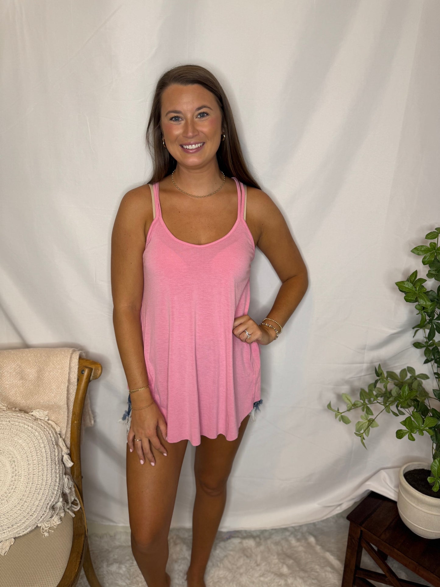 Easy Breezy Pink Flowy Tank