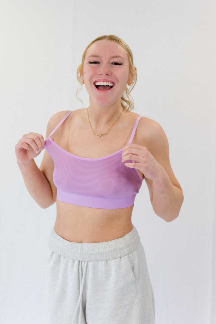 Frosted Lilac Mesh Scoop-Neck Bra