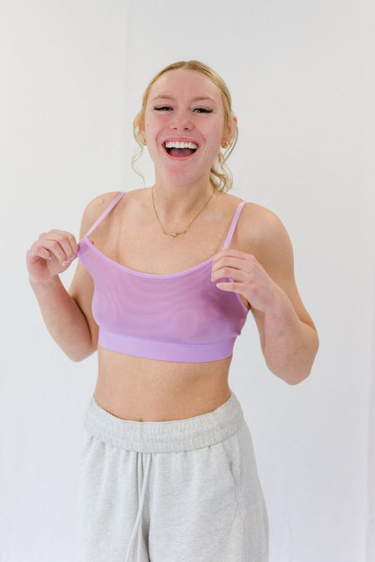 Frosted Lilac Mesh Scoop-Neck Bra