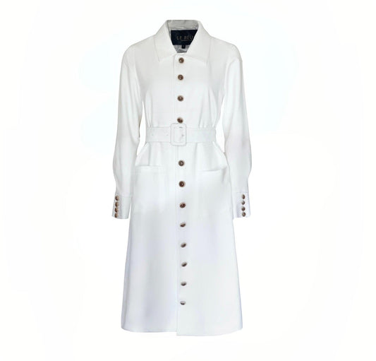 White Coat Elegant Long Coat Monique Women’s Le Reussi