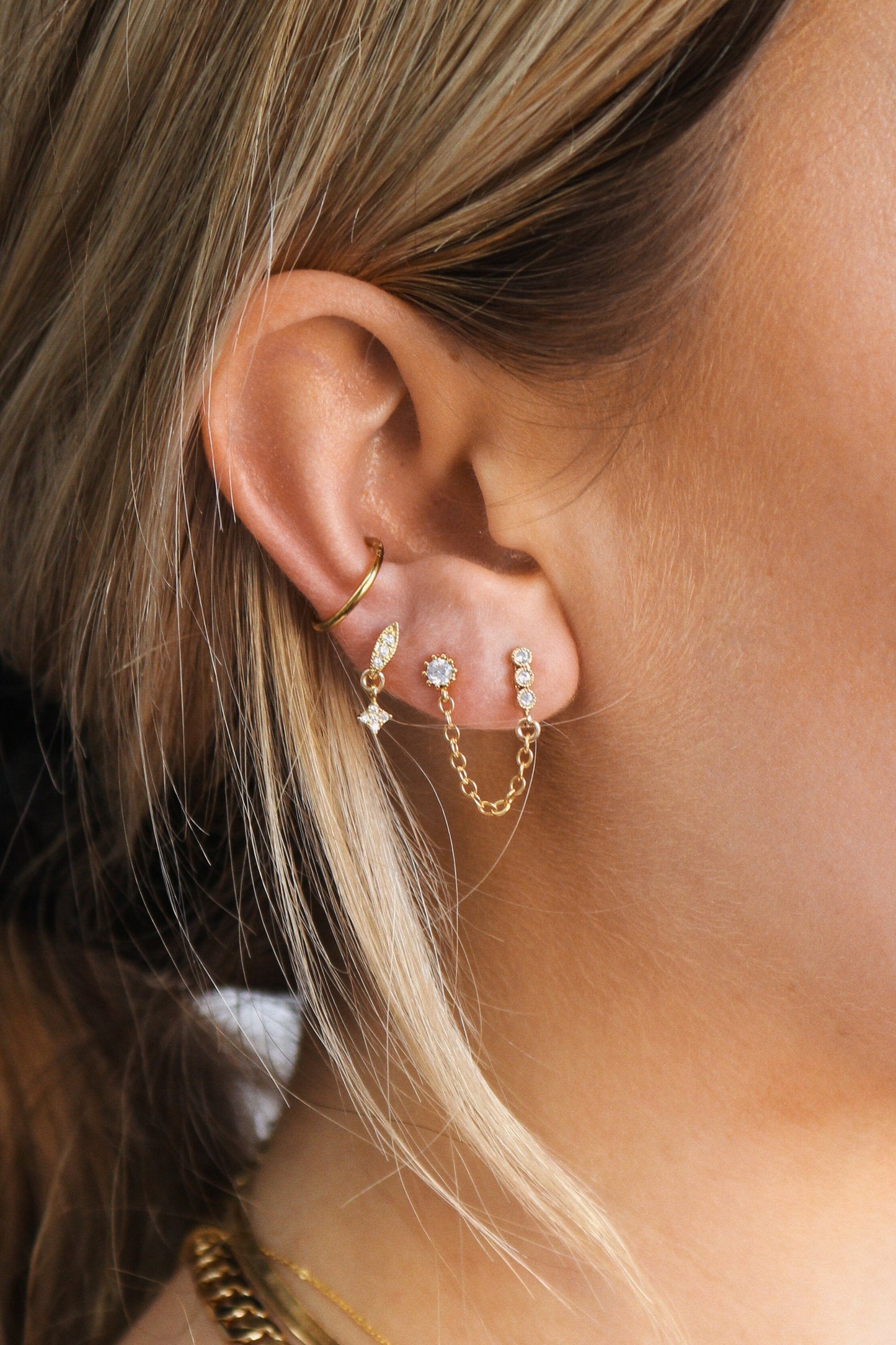 Vermeil Cubic Zirconia Maven Earrings with 14k Gold Filled Chain
