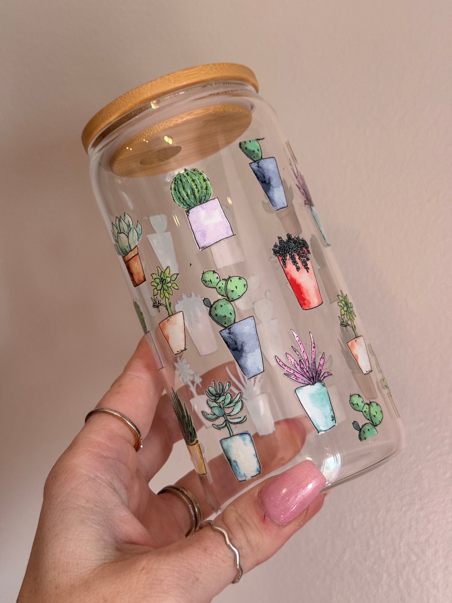 Plant Lover Clear Glass Cup 16oz