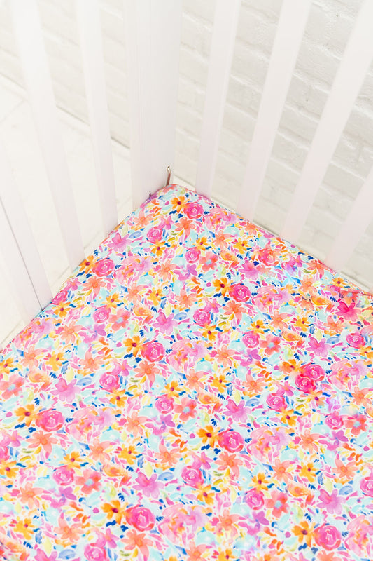 Floral Bamboo Crib Sheet Ultra-Soft Baby Bedding Korrie