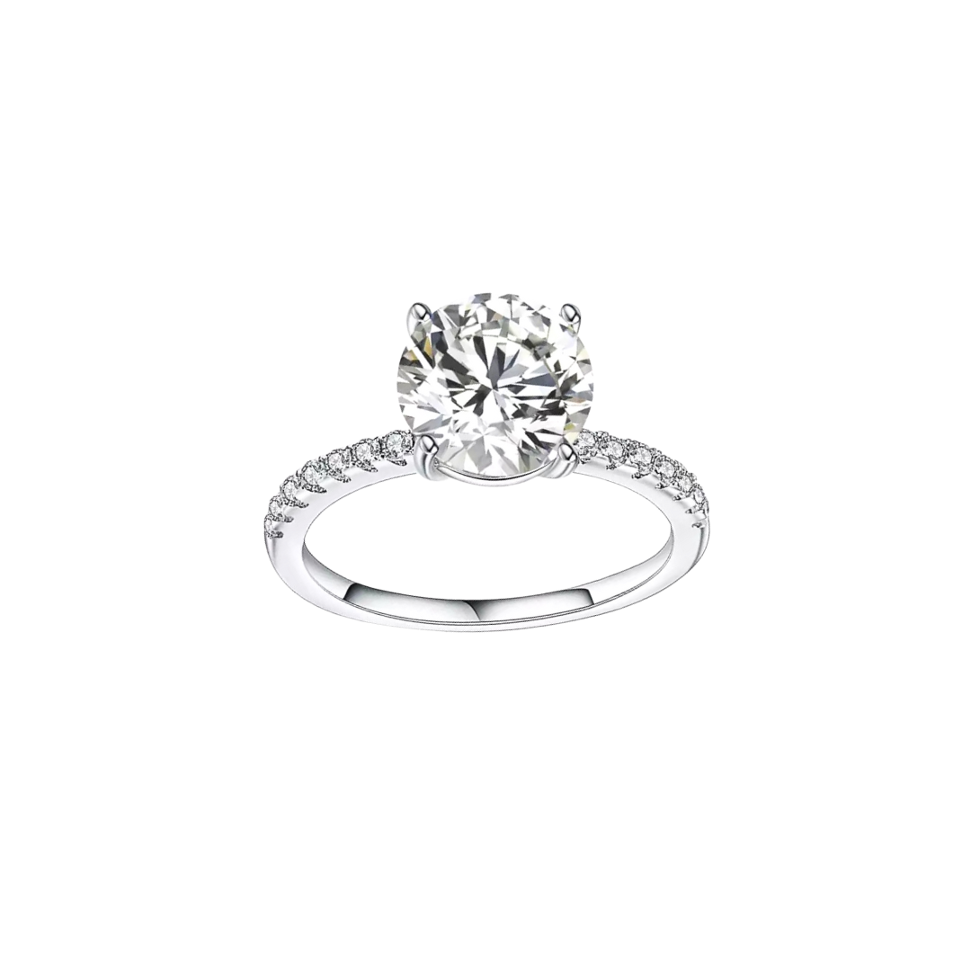 3.0ct Round Cut Moissanite Accented Engagement Ring