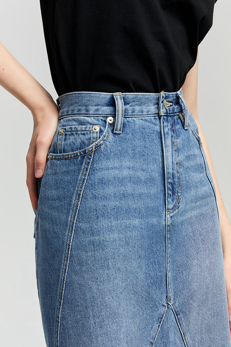 Ocean Wave Lightweight Denim Skirt Hey Joanie