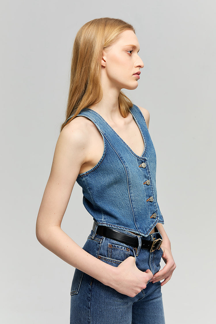 Blue Horizon Mid-weight Denim Vest Hey Joanie