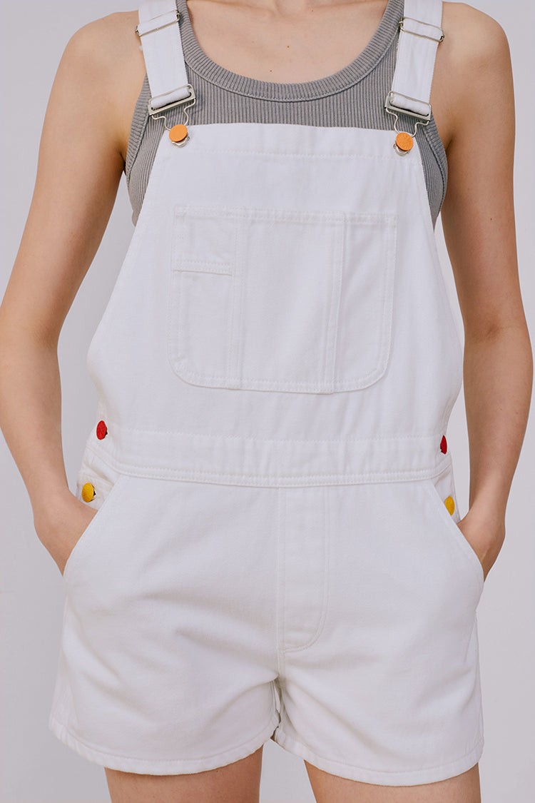 Rainbow Overall Shorts Mid-weight Denim High-rise Overall Shorts Hey Joanie