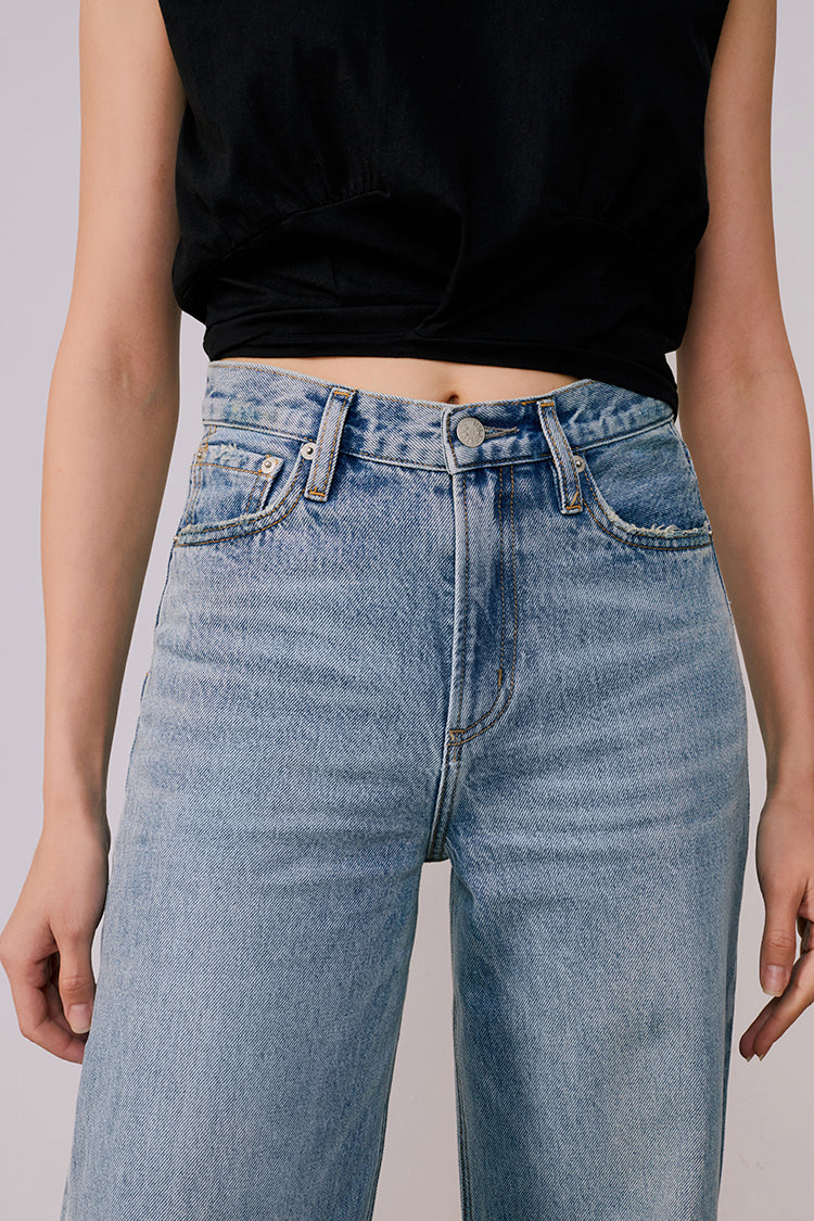 High Rise Baggy Jeans Mid-weight Denim Full Length Angeles