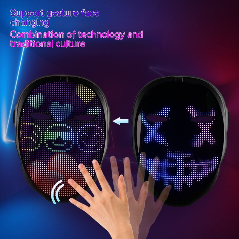 Halloween Full Color LED Luminous Face Changing Mask Party Props