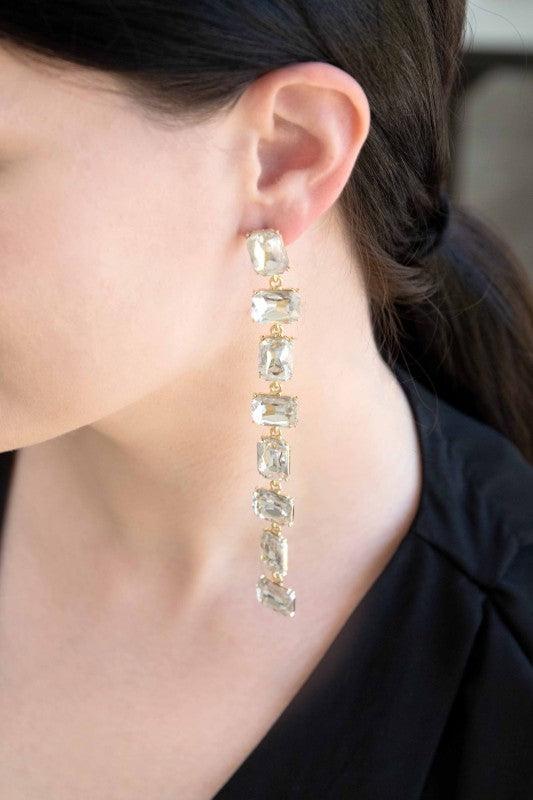 Diamond Stone More Drama Dangle Earrings Brass