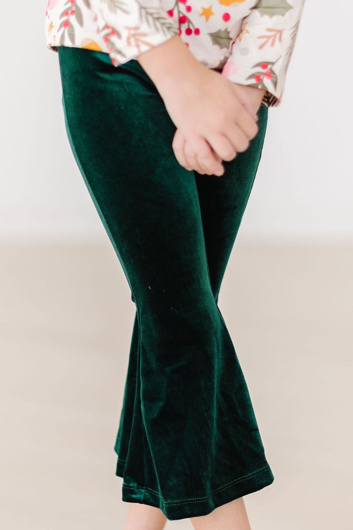 Hunter Green Velvet High Waist Bells Mila & Rose