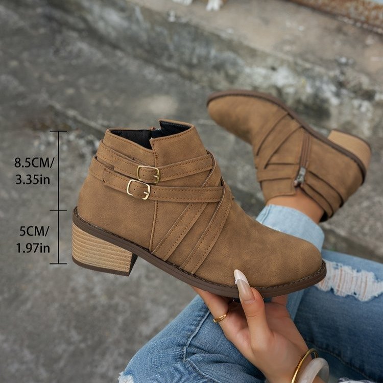 Retro High-Heel Ankle Boots Chic Suede Women’s Single Boots