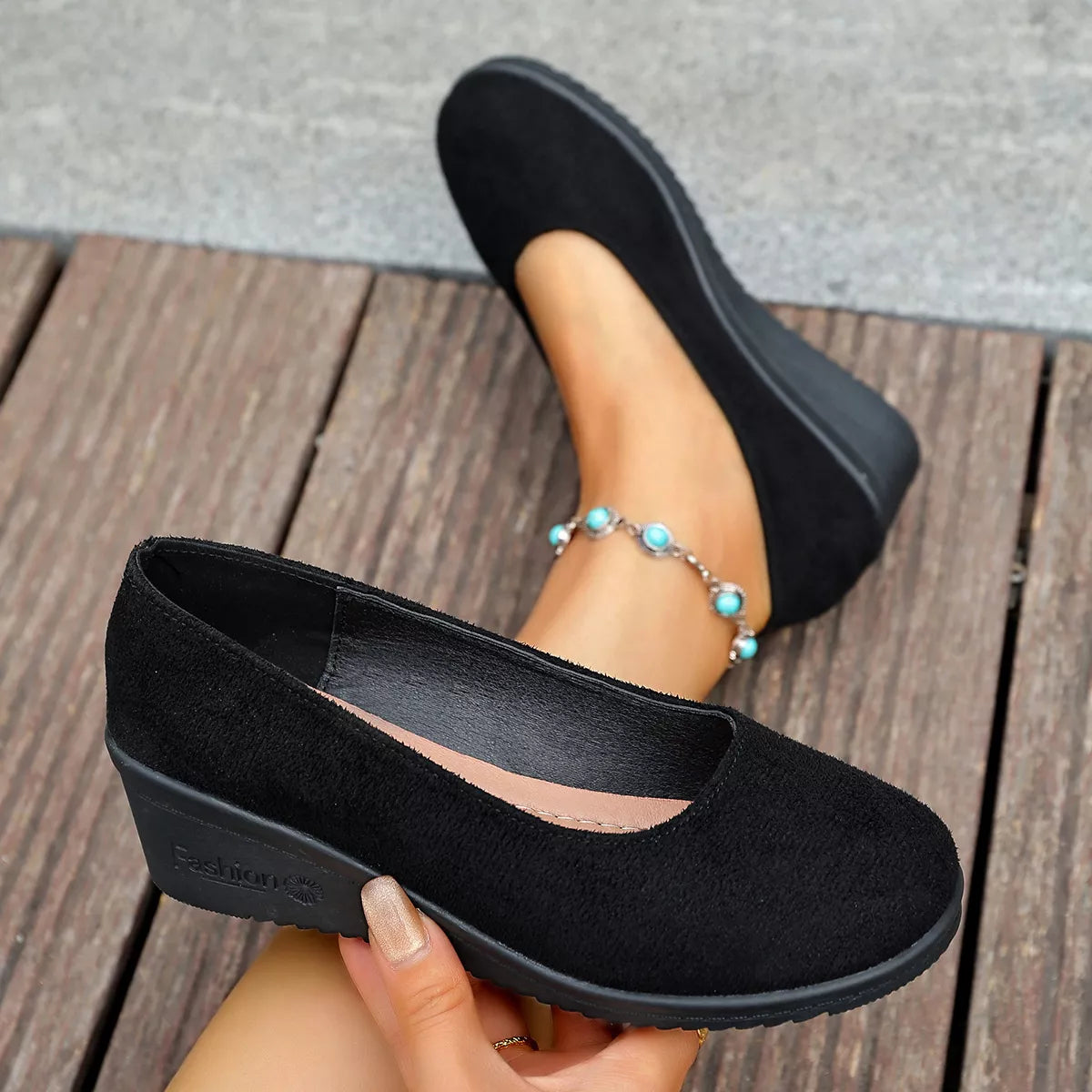 Wedge Heel Slip-On Loafers Wedge Heel Loafers