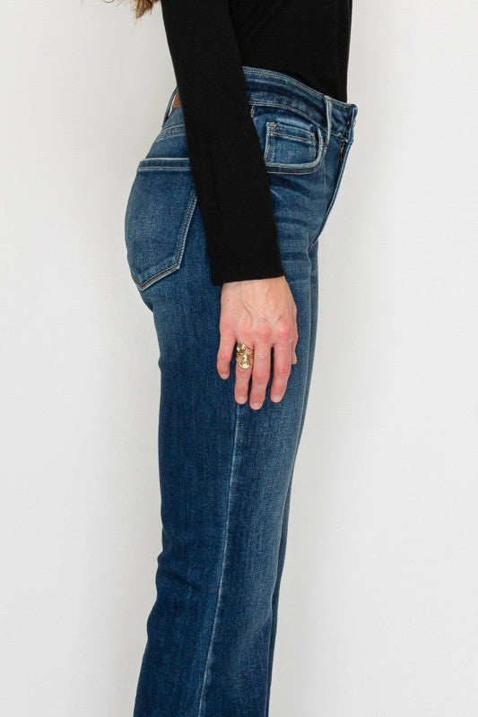 Mid Rise Super Flare Jeans Dark Stone Wash AT1017FLD