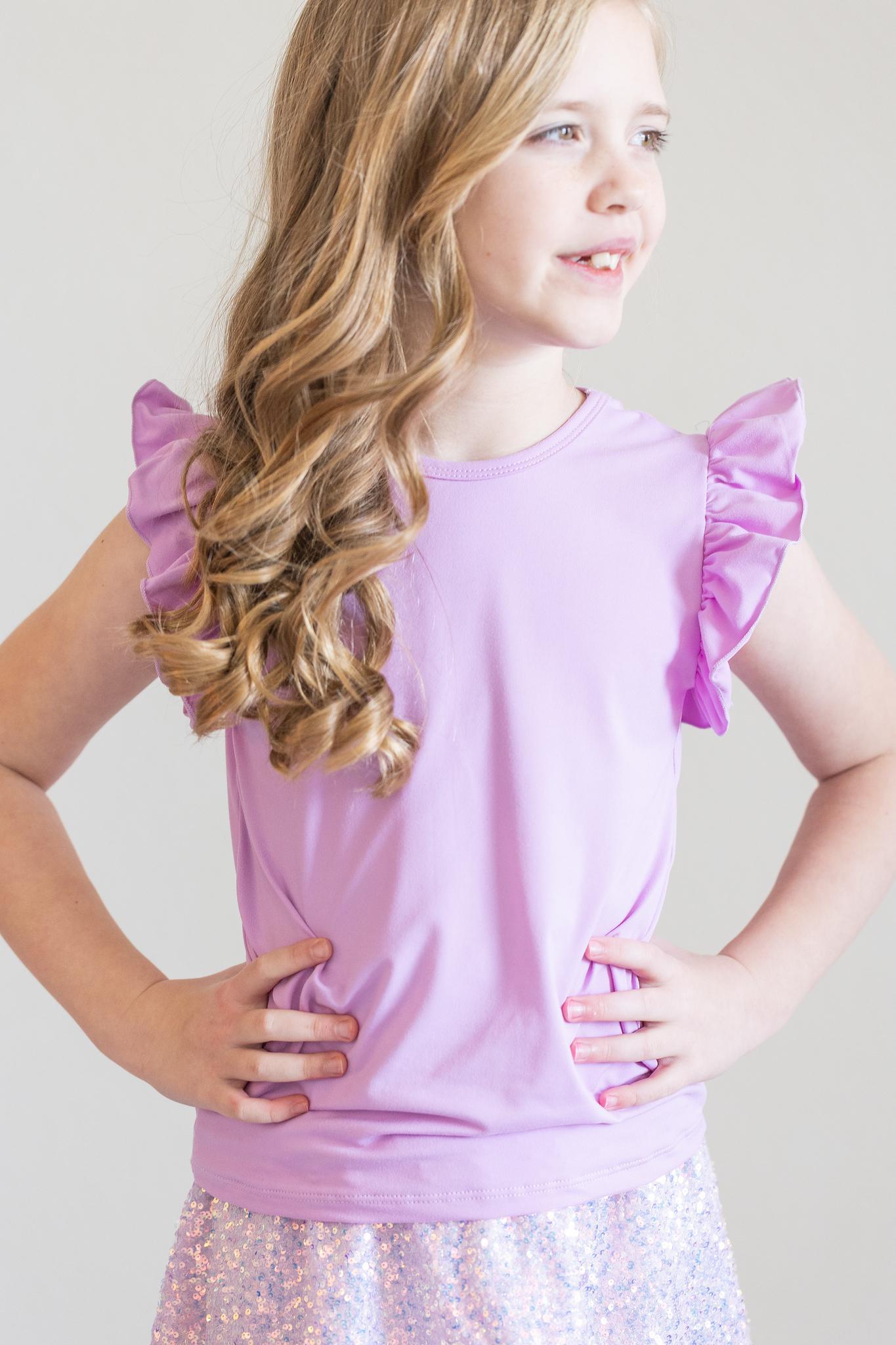 Bright Lilac Short Sleeve Ruffle Tee Mila & Rose®
