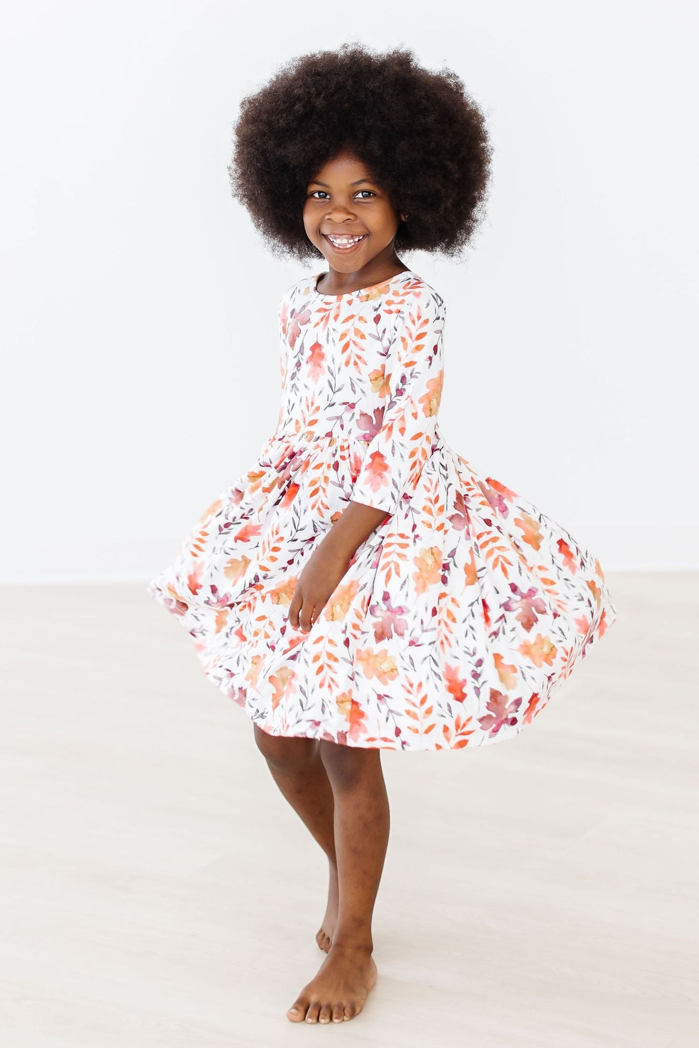 Falling Leaves 3/4 Sleeve Pocket Twirl Dress Mila & Rose
