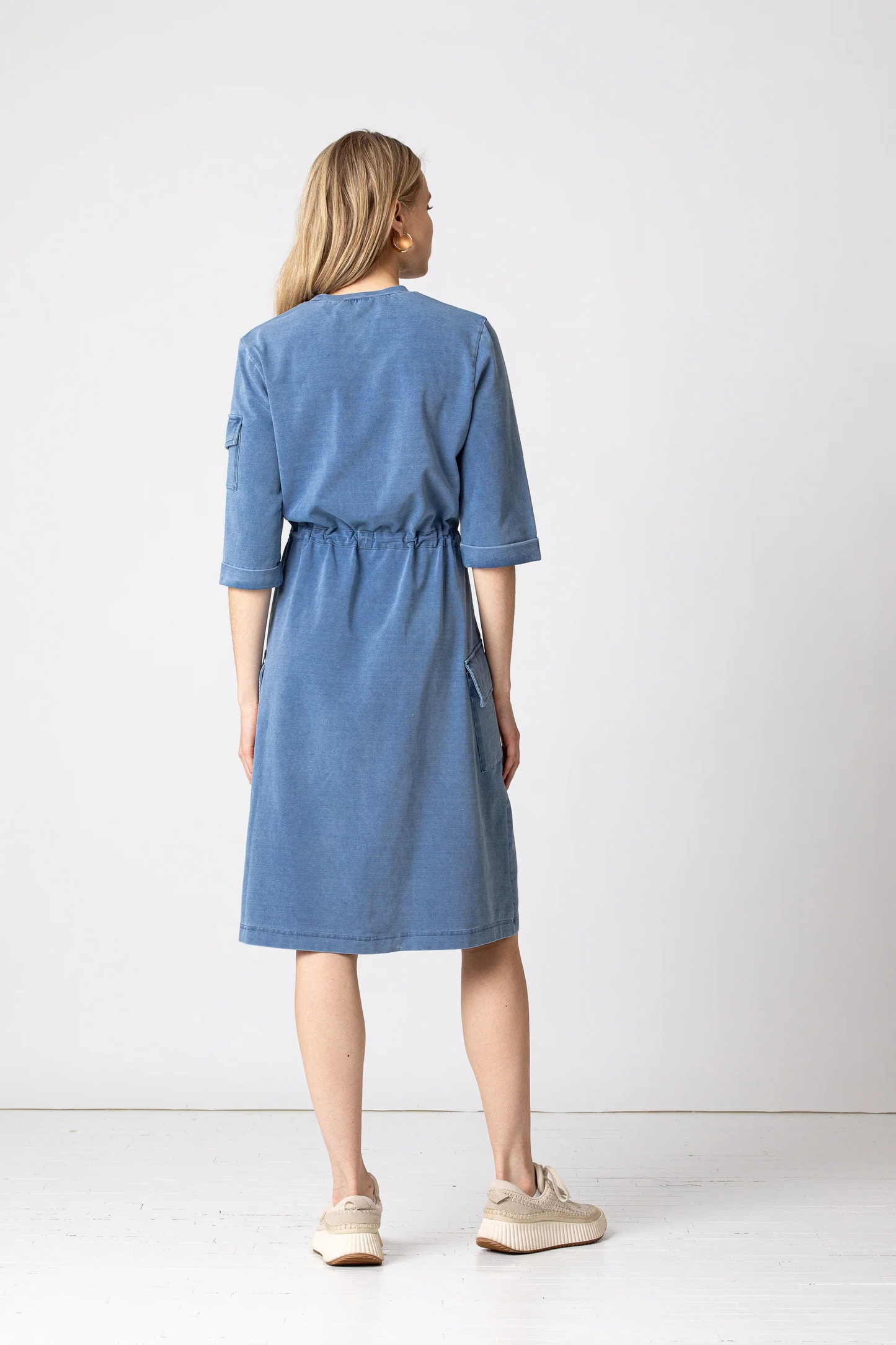 Denim Drawcord Waist Pocket T-Shirt Dress Elara