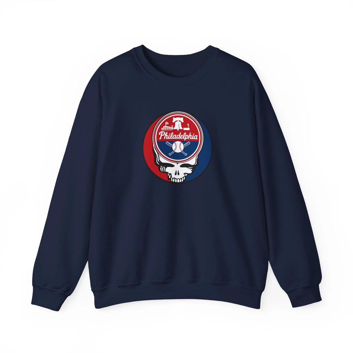 Grateful Dead Stealie Crewneck Sweatshirt Heavy Blend Philadelphia Baseball Edition MLB