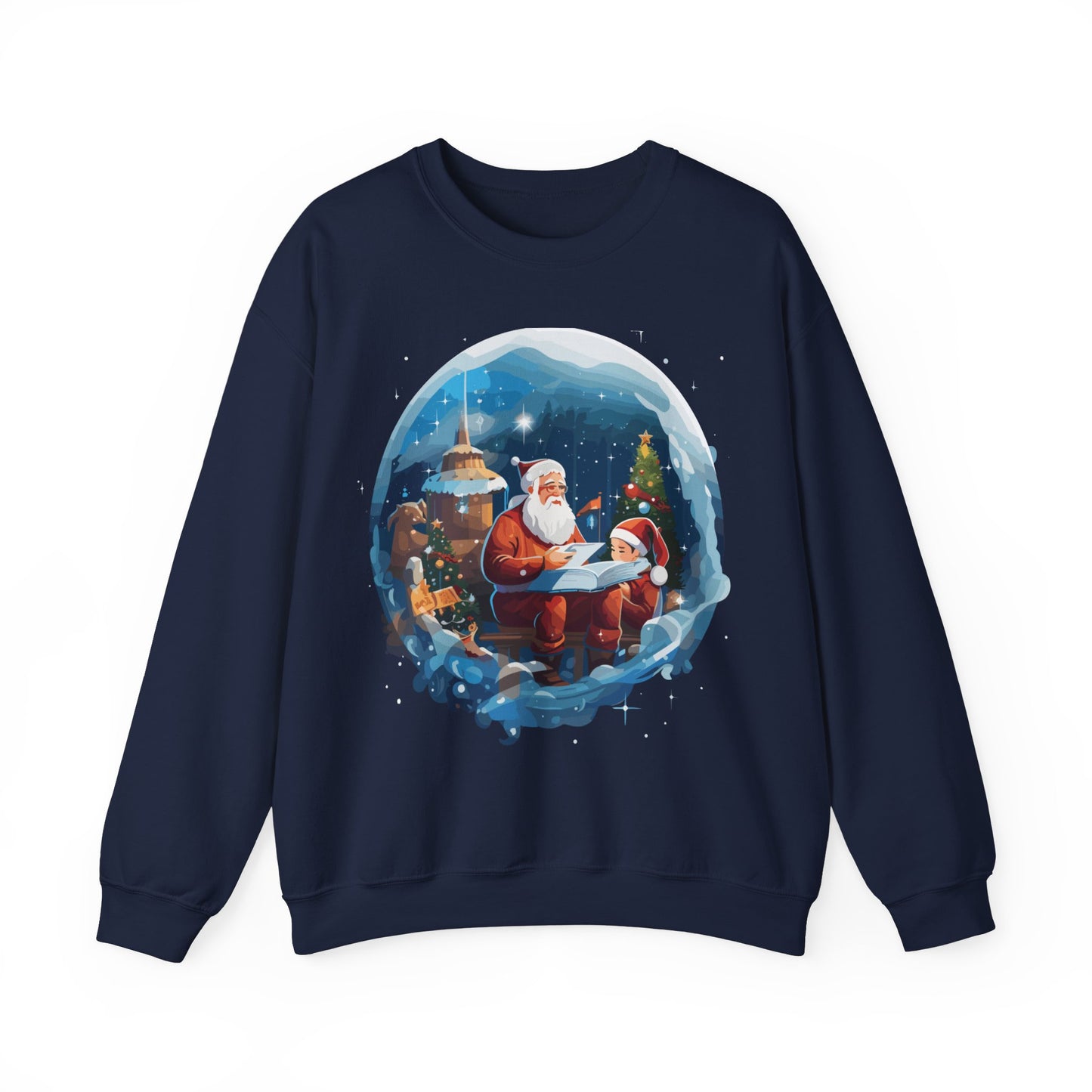 Santa reading book with people in space - Christmas Shirt, Holiday Xmas Shirt, Merry Christmas, Holiday Xmas, Unisex Xmas Shirt, Christmas Sweatshirt, Christmas Apparel, Xmas Celebration Shirt, Matching Family Outfits, Christmas Gifts