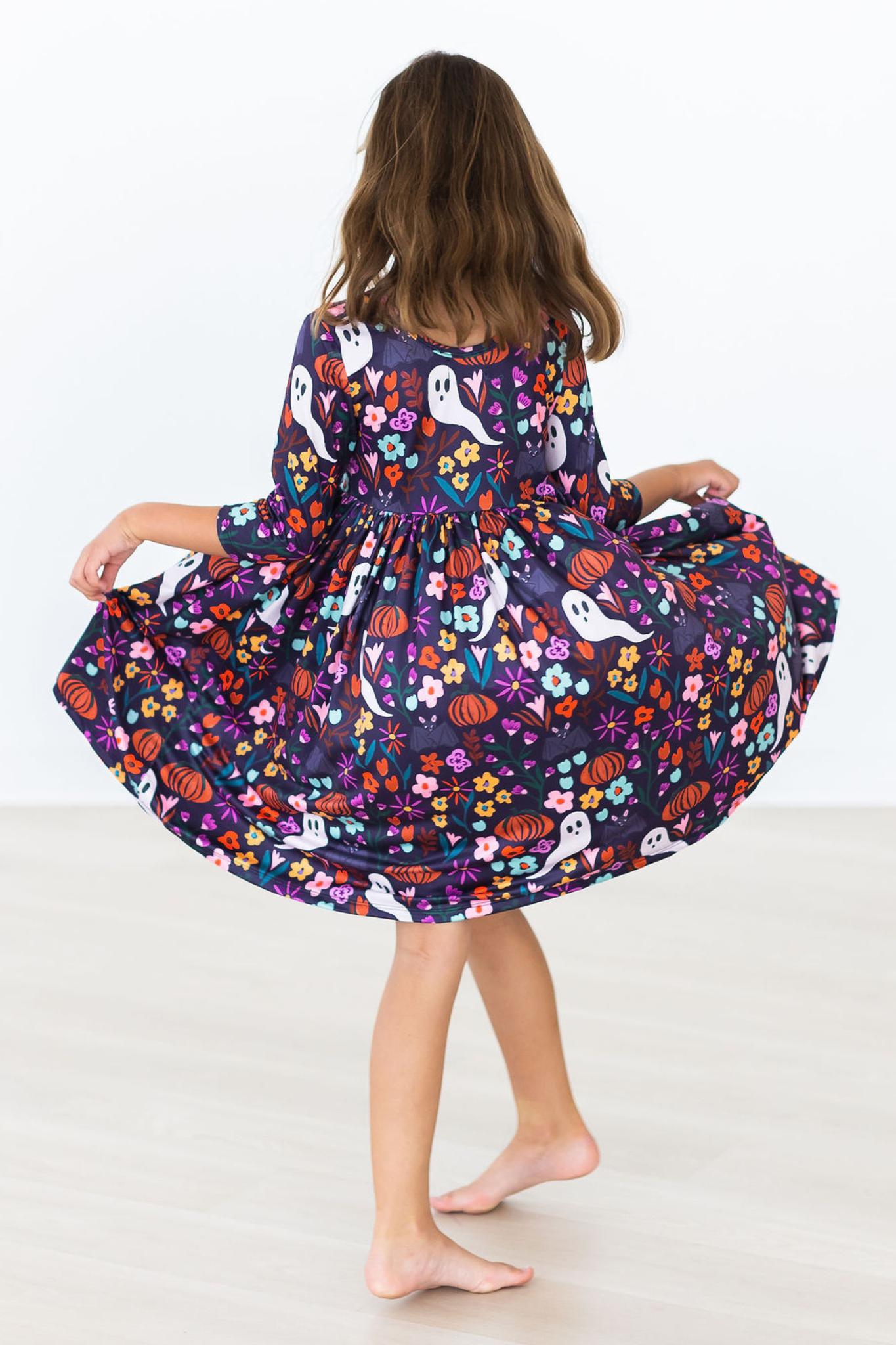 Fangtastic Twirly 3/4 Sleeve Pocket Twirl Dress Mila & Rose