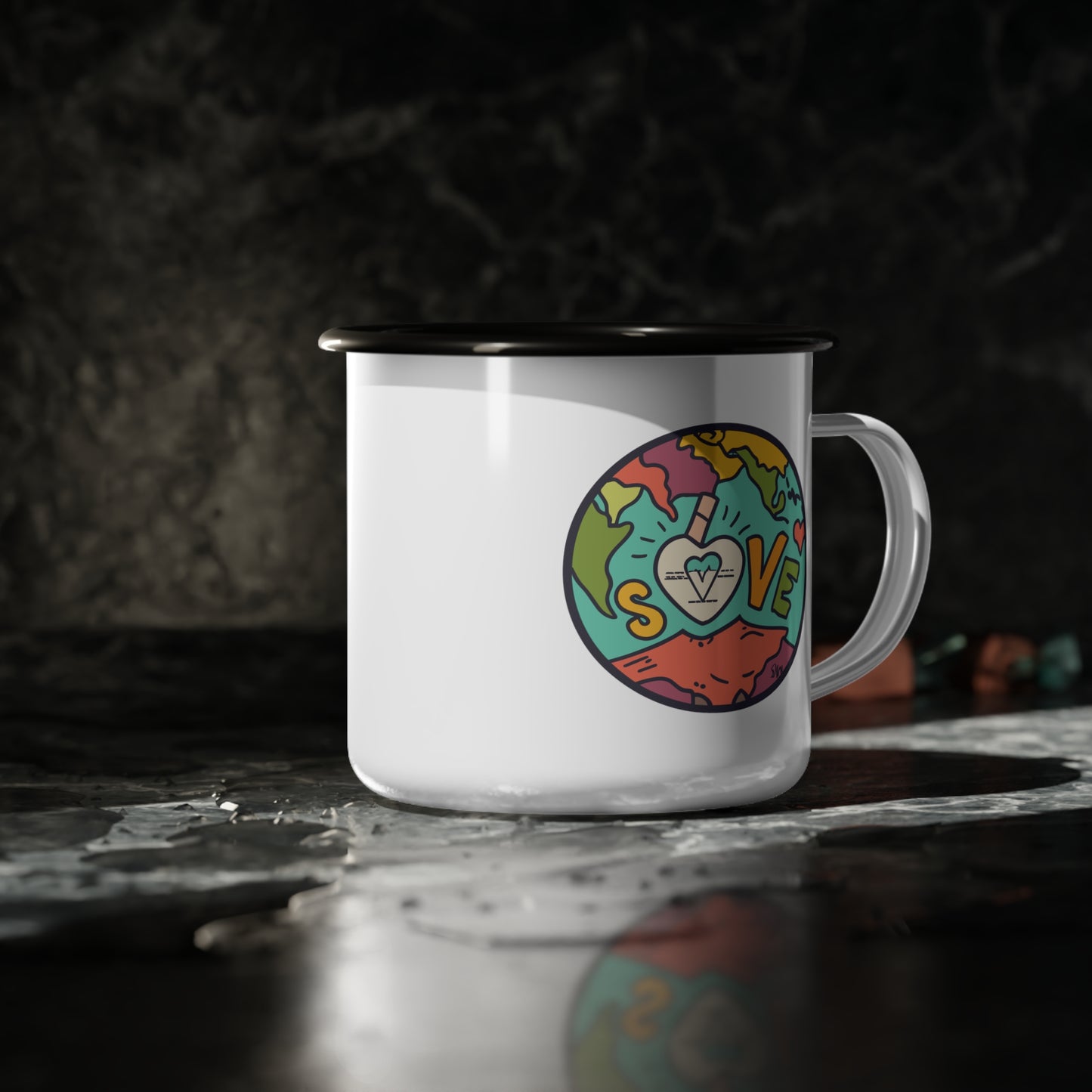 Enamel Camp Cup - Unique Home is Where the Heart Is Travel Mug