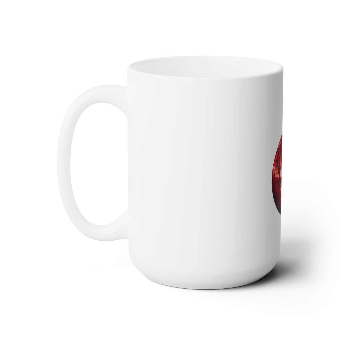 Bright red light in the snow with reindeer and Christmas tree design Ceramic Mug 15oz