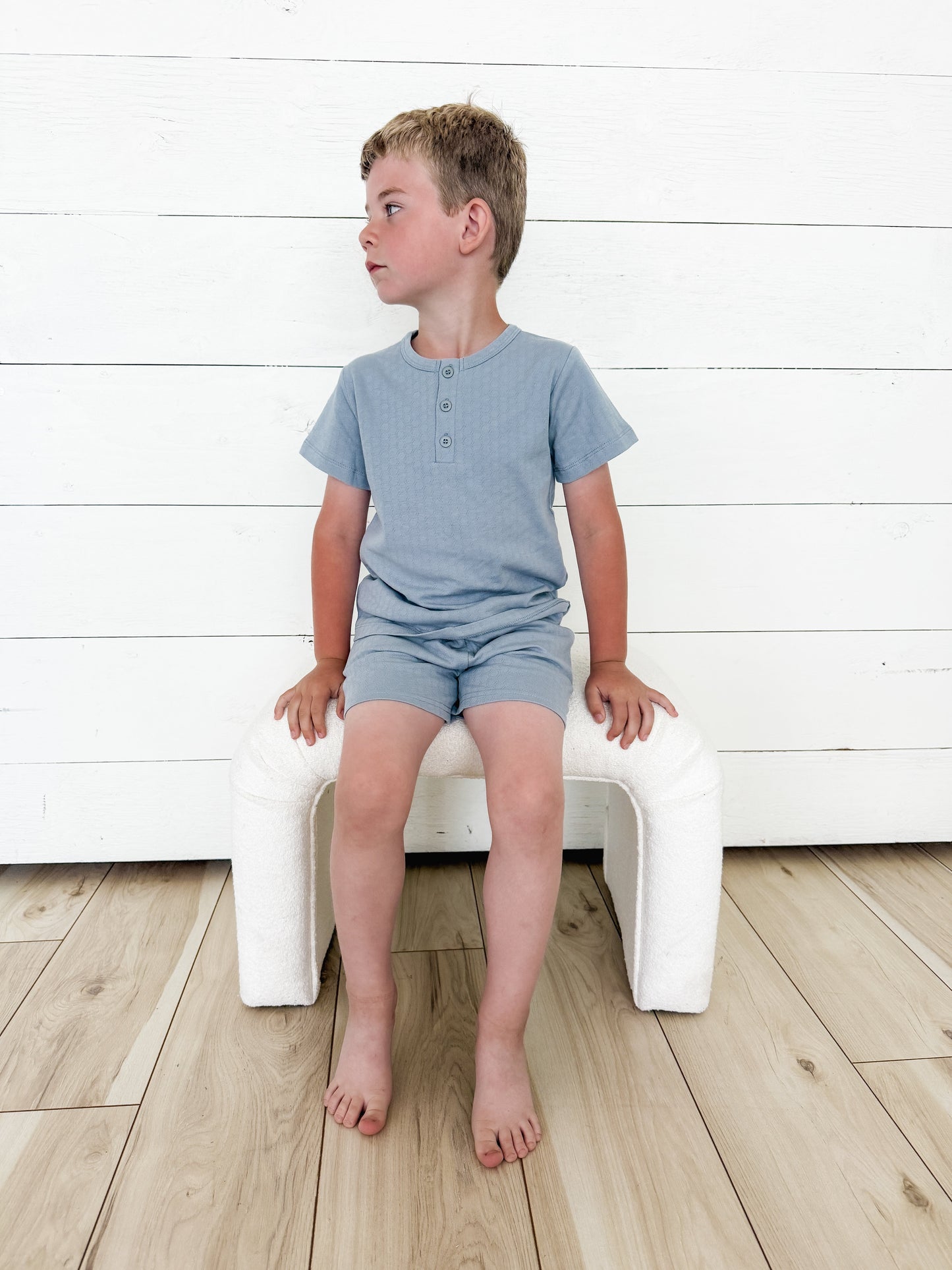 Organic Cotton Pointelle Tee - Slate