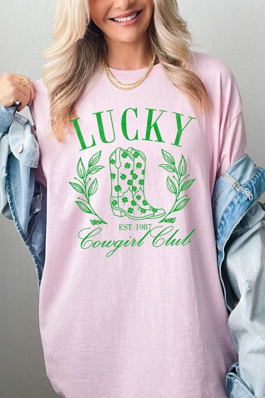 Lucky Cowgirl Boots  Graphic Plus Heavy Cotton Tee