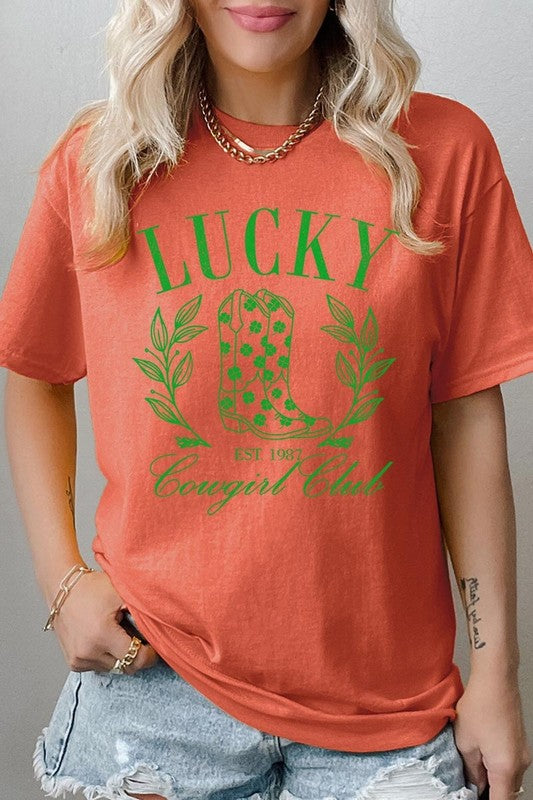 Lucky Cowgirl Boots  Graphic Plus Heavy Cotton Tee