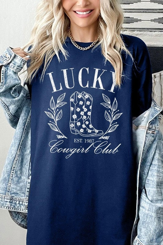 Lucky Cowgirl Boots  Graphic Plus Heavy Cotton Tee