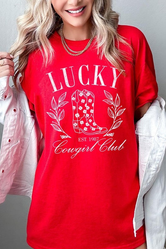 Lucky Cowgirl Boots  Graphic Plus Heavy Cotton Tee