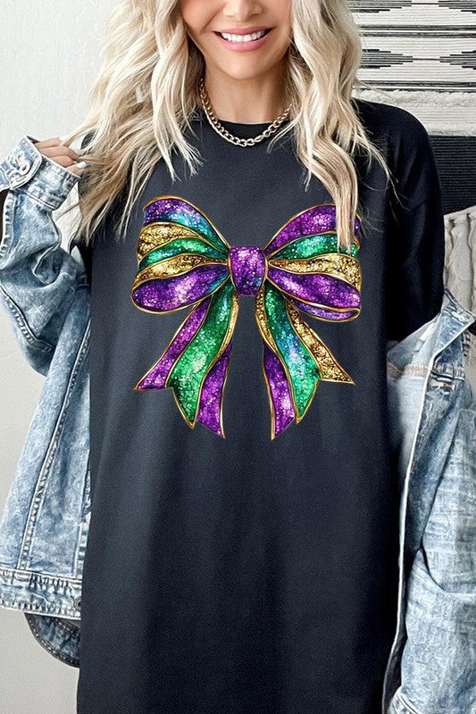 Mardi Gras Bow Graphic Plus Heavy Cotton Tee