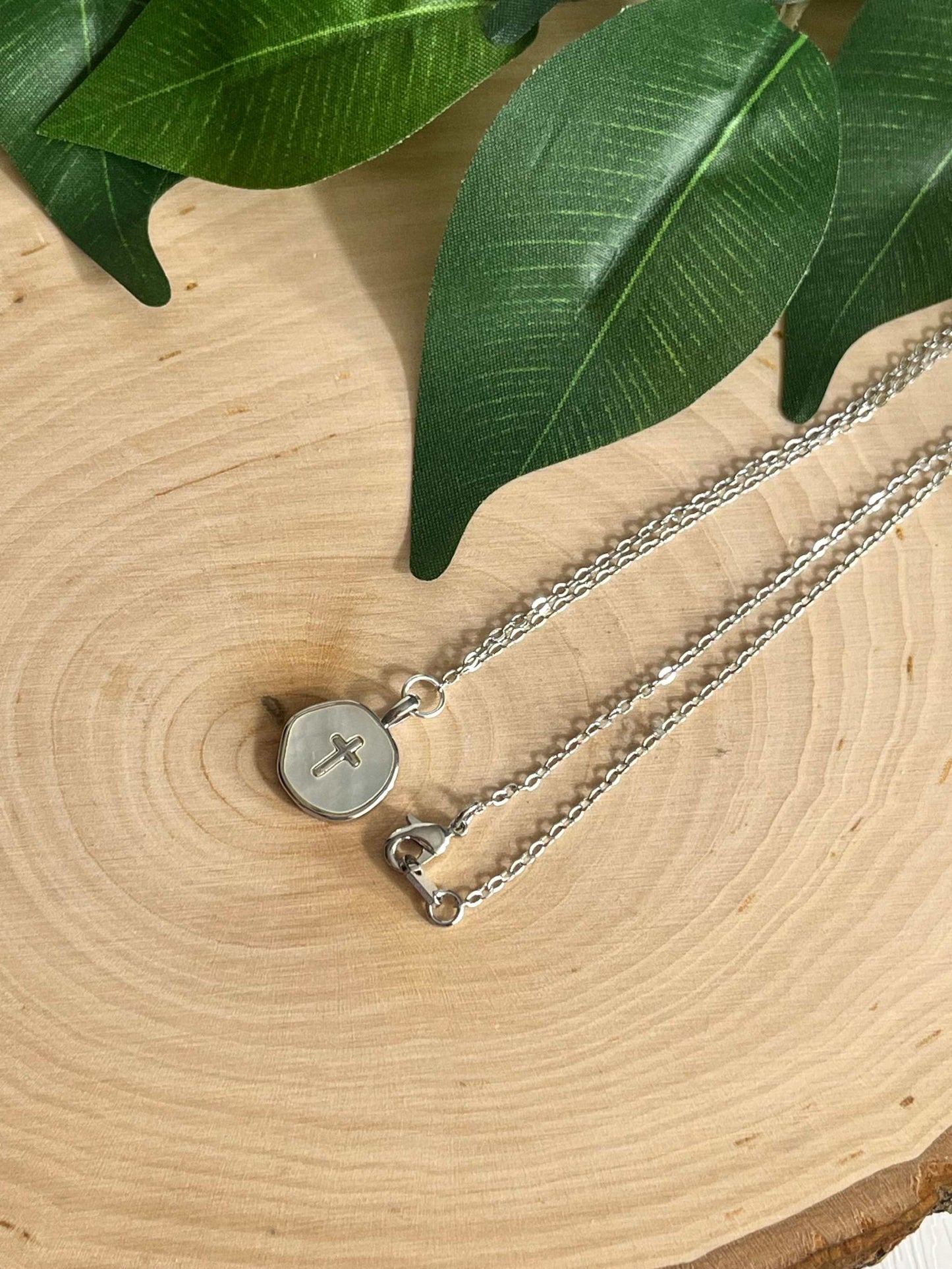 Silver Necklace Pearl Cross Pendant - Hypoallergenic and Timeless