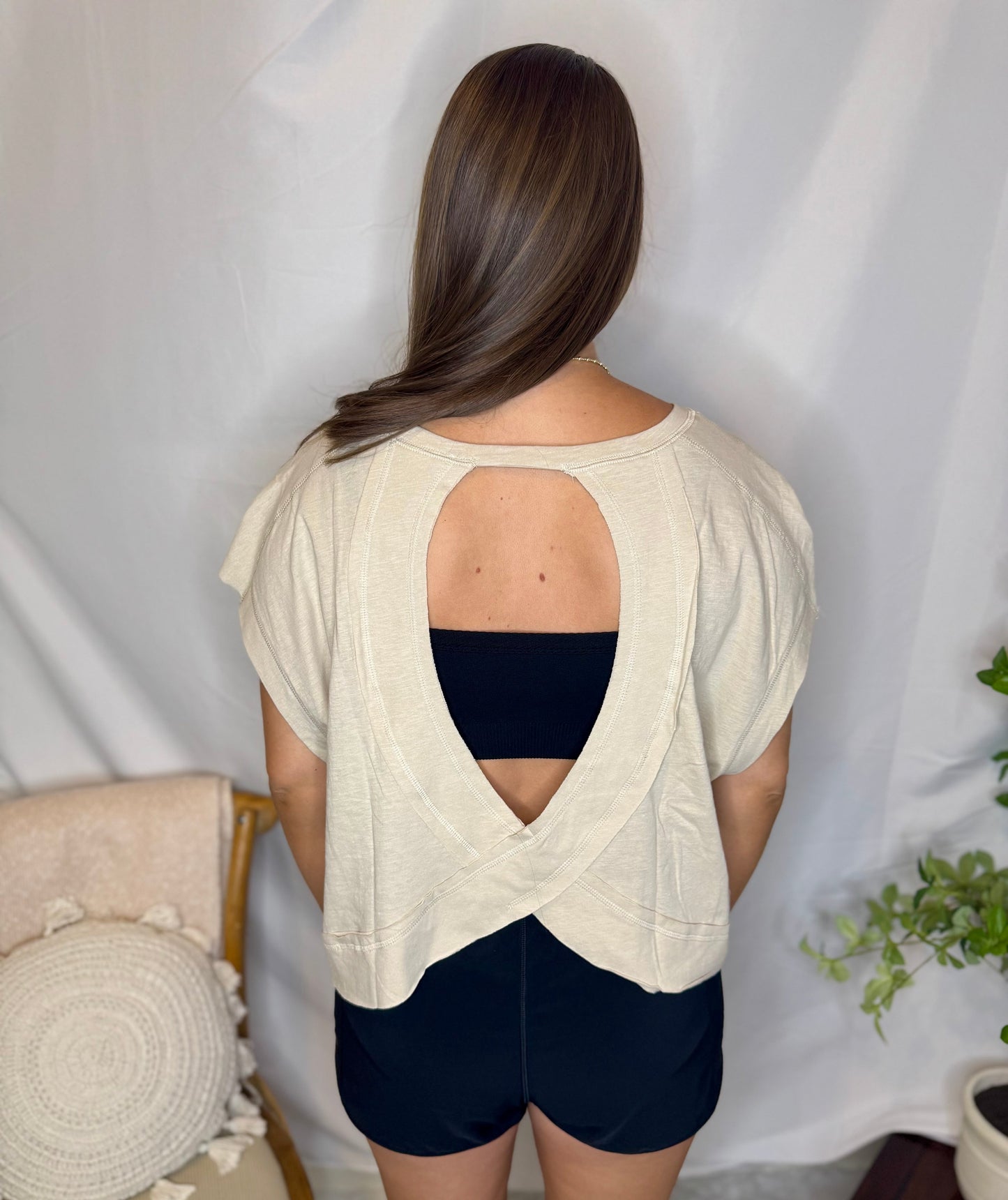 Open Back Oversized Cotton Slub Top The Rae Mode