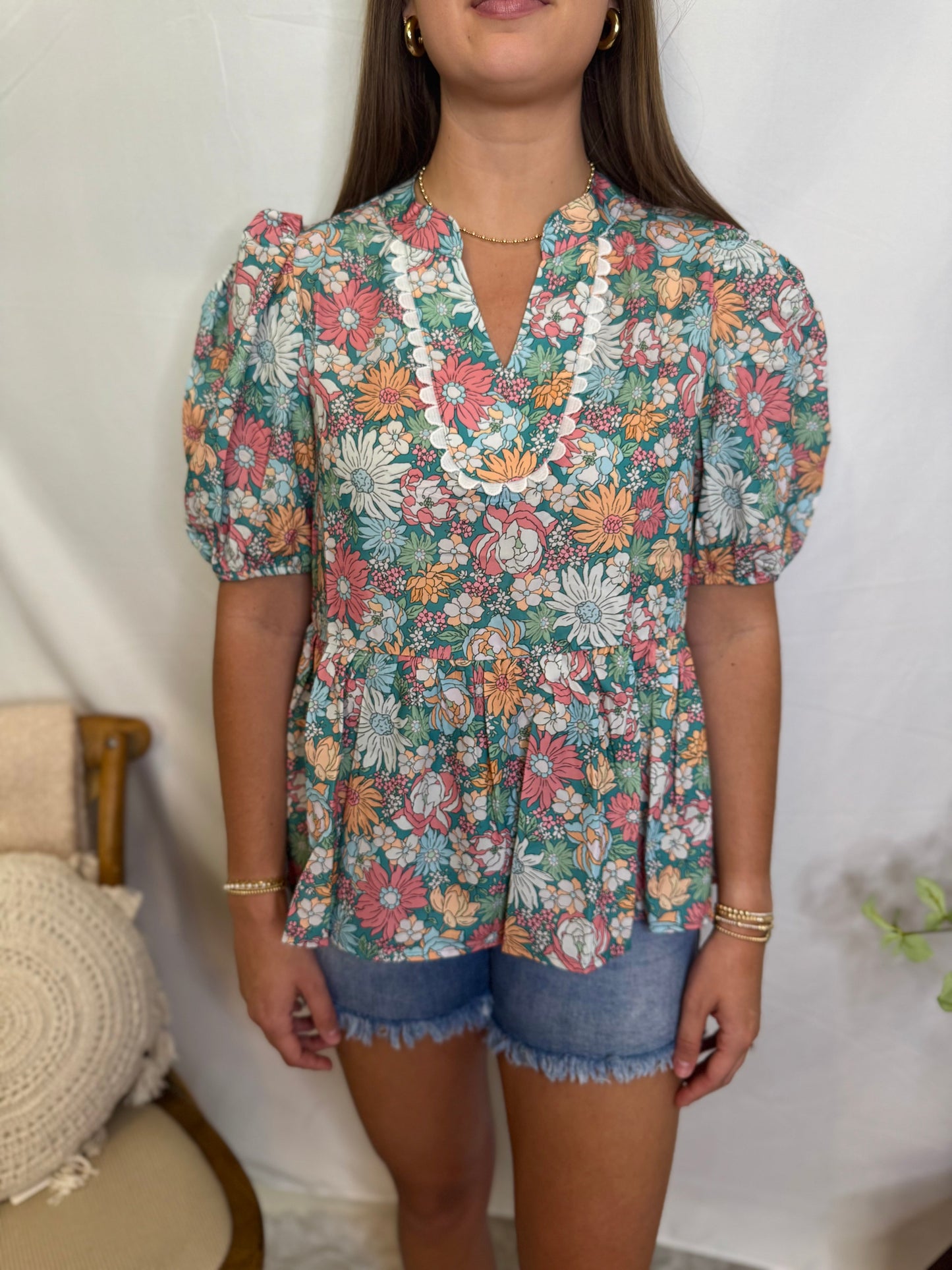 Floral Puff Sleeve Blouse The Laurel Top Sweet Jude Boutique