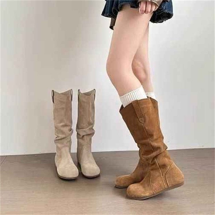 Creeper Knight Flat Heel Cowboy Boots for Women